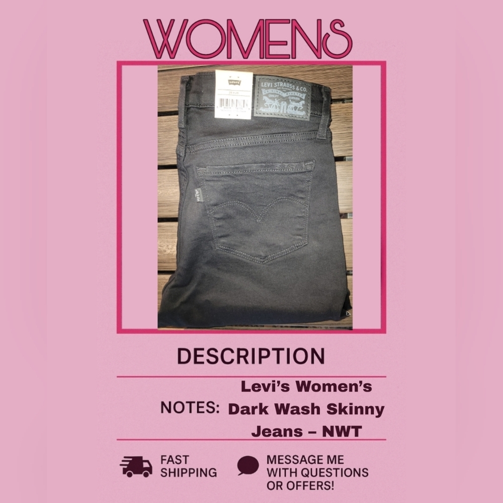 Levi’s Women’s Clasic Black Skinny Jeans – NWT Retail $69.50